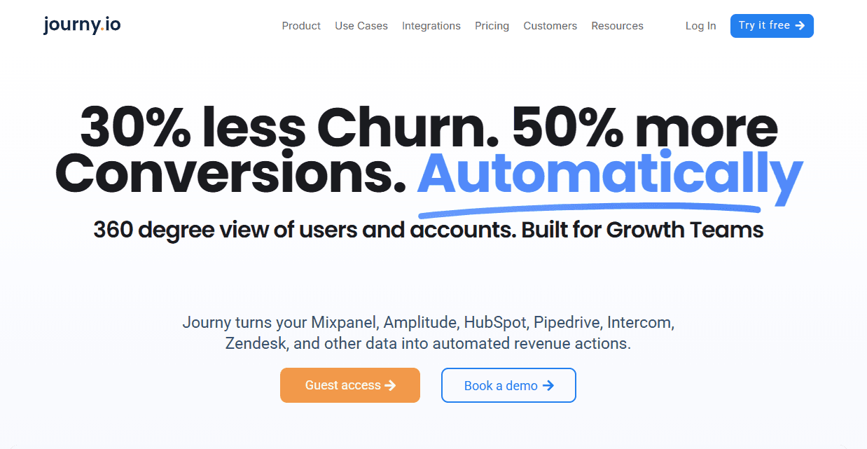 Journy.io for customer churn prediction
