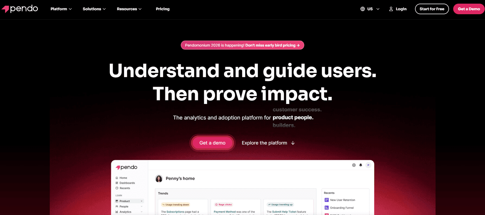 Pendo for customer churn prediction