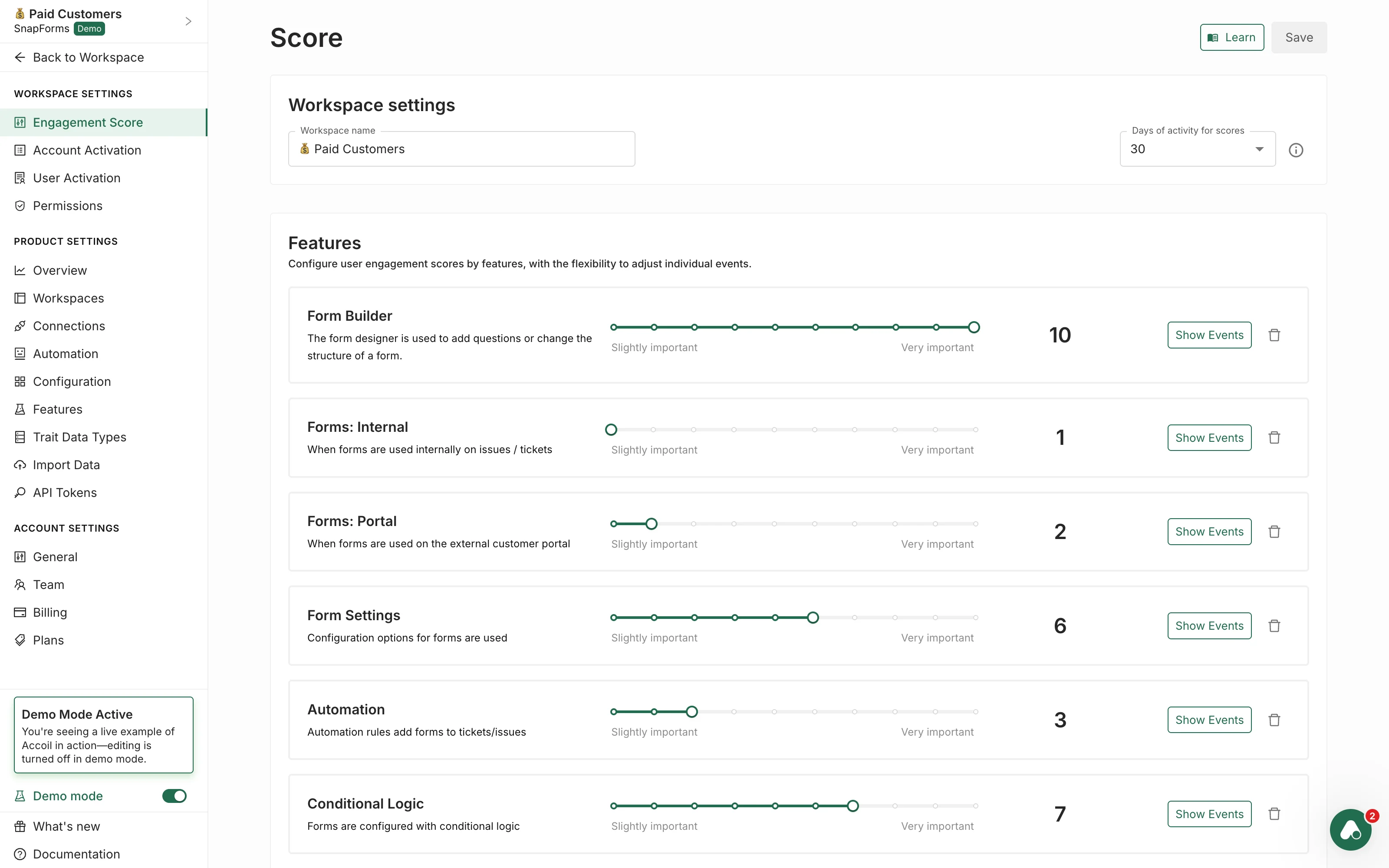 configWorkspaceScore screenshot
