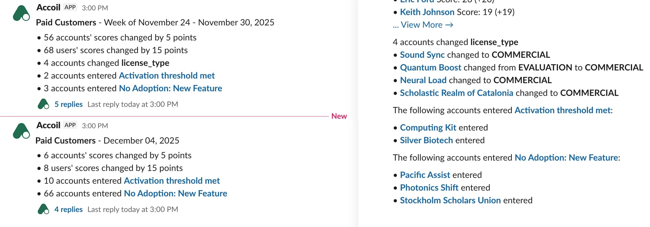 Rückgang-Benachrichtigungen